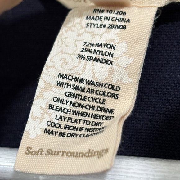 Soft surroundings navy blue gray striped Soft zip up Sweater Women size XS - Picture 8 of 12